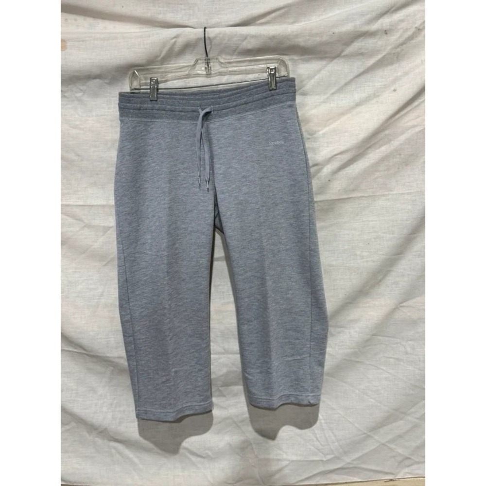 Reebok women heather gray drawstring elastic waist capri pants sweatpants M